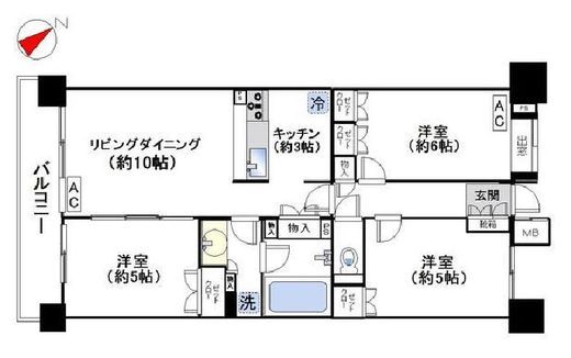 クレストシティレジデンス 10階 間取り図