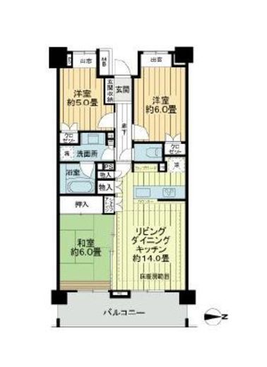 ライオンズ大森西グランフォート 3階 間取り図