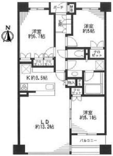 シティハウス中野新橋 5階 間取り図