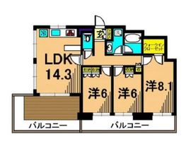 フレンシア大森山王 703 間取り図