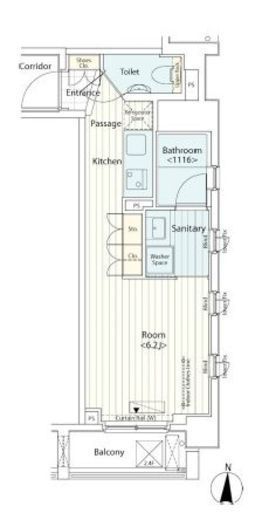カスタリア菊川 208 間取り図