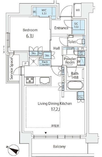パークリュクス日本橋 13階 間取り図