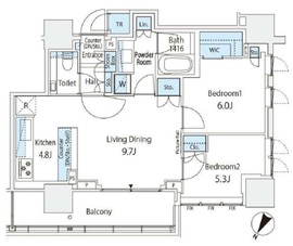 ザ・パークハウス高輪タワー 13階 間取り図