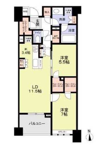 ザ・パークハウス市谷加賀町レジデンス 7階 間取り図