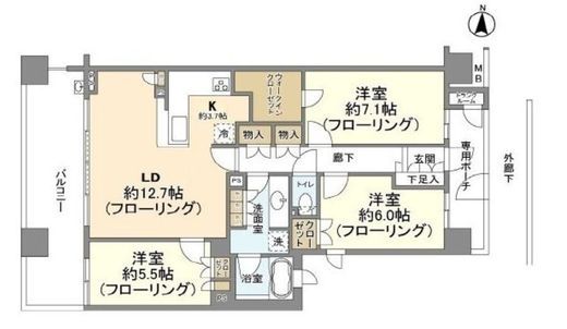 オーベル東陽町 4階 間取り図