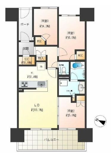 ザ・パークハウスオイコス赤羽志茂サードスクエア 4階 間取り図