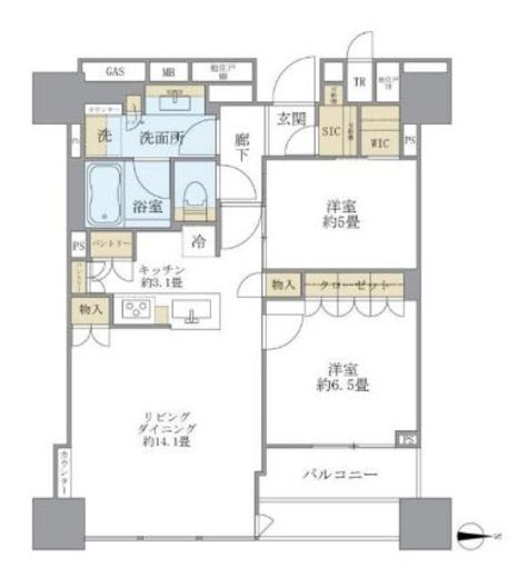ブリリアタワー上野池之端 9階 間取り図