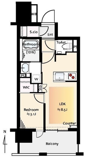 クリオラベルヴィ蔵前 3階 間取り図