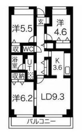 目黒本町マンション 411 間取り図
