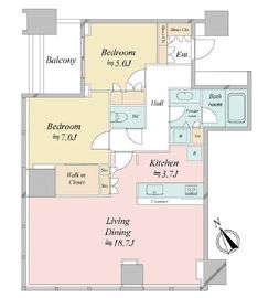 シティタワー麻布十番 13階 間取り図