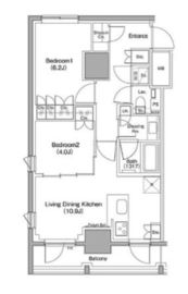 ザ・パークハビオ麻布十番 1305 間取り図