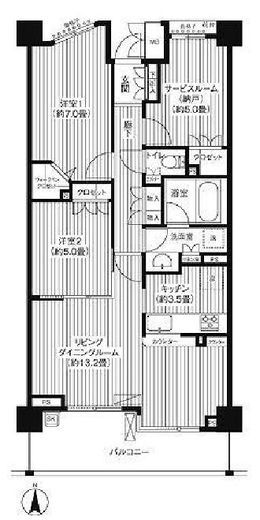 フルーヴ押上 206 間取り図