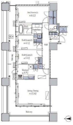 パークタワーグランスカイ 3階 間取り図