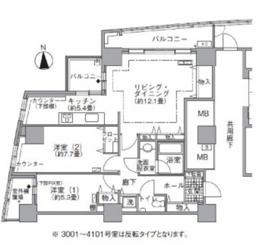 アクティ汐留 3415 間取り図