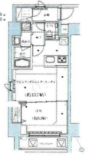 ベルシード上野松が谷 9階 間取り図