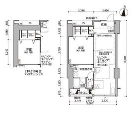 東雲キャナルコートCODAN 11-210 間取り図