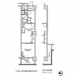 トリニティー芝浦 404 間取り図