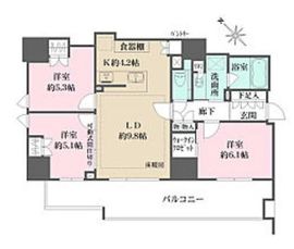 ザ・パークハウス大井町ゼームス坂 6階 間取り図