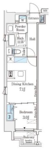 シーズンフラッツ錦糸町WEST 202 間取り図