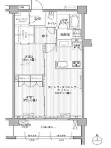 グランフェリシア経堂赤堤 2階 間取り図