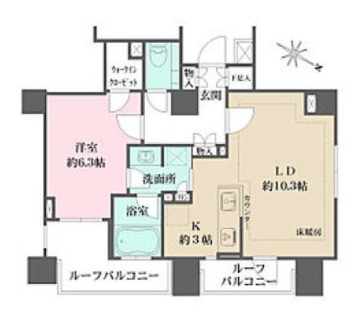 パークハウス目黒アーバンス 6階 間取り図