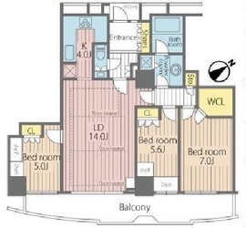 セントラルレジデンス新宿シティタワー 19階 間取り図