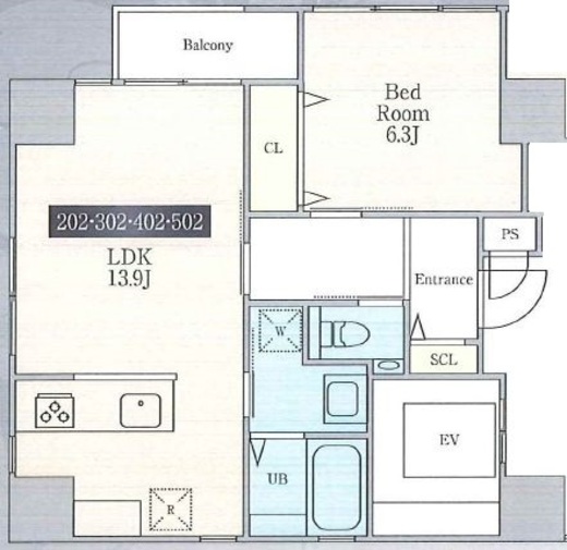 グレイシス三番町 302 間取り図