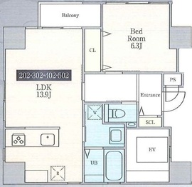 グレイシス三番町 302 間取り図