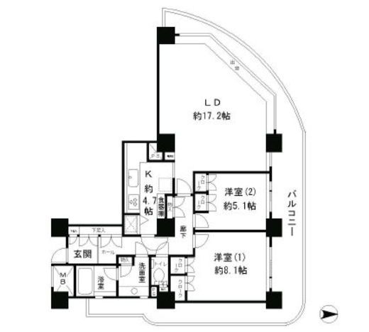 リバーポイントタワー 1112 間取り図