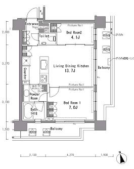 パークアクシス渋谷桜丘サウス 402 間取り図