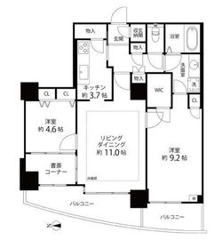 河田町ガーデン 2-803 間取り図