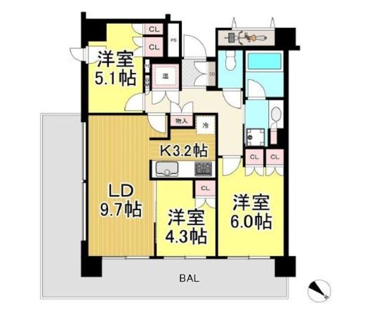 勝どきザ・リバーフロント 5階 間取り図