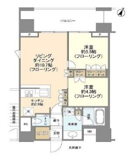 クレヴィア新宿若松町 9階 間取り図