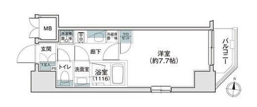 シーズンフラッツ池上 1204 間取り図