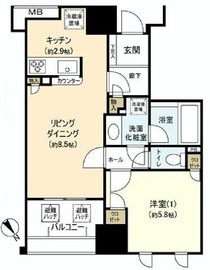 ファミール東銀座グランスイートタワー 8階 間取り図