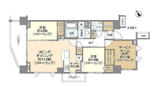 ガーデンヒルズ四ツ谷迎賓の森 6階 間取り図