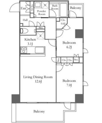 プライムアーバン新宿夏目坂タワーレジデンス 1304 間取り図