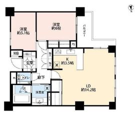 オープンレジデンシア神楽坂 6階 間取り図