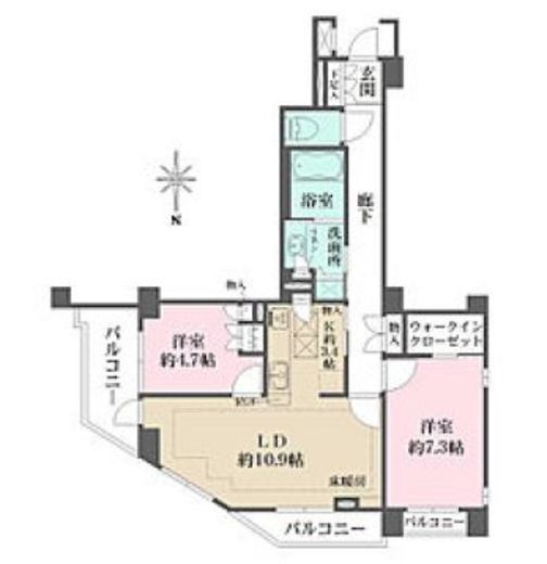 高輪・伊皿子坂ハイツ 3階 間取り図