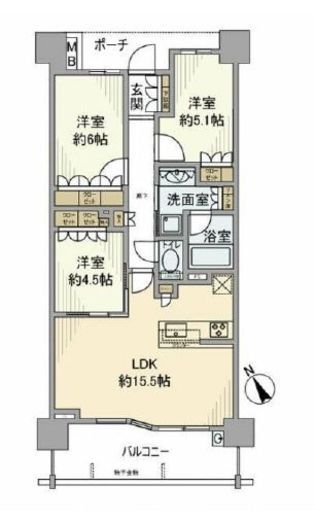 ヴィークグラン世田谷千歳船橋さくらガーデン 3階 間取り図