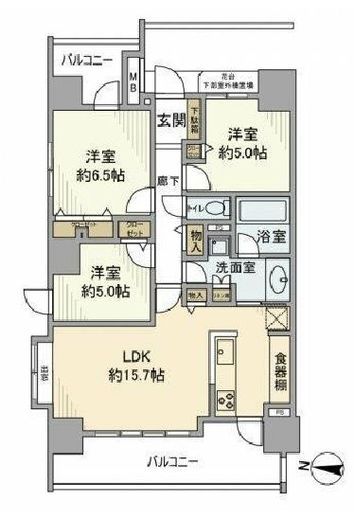 ライオンズ亀有駅前レジデンス 9階 間取り図