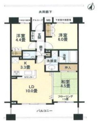 アールブラン西馬込 4階 間取り図