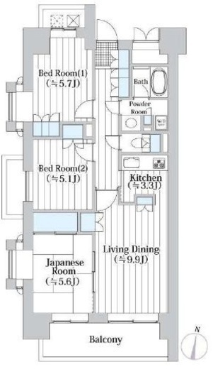 イーストパークス大島サザンスクエア 5階 間取り図