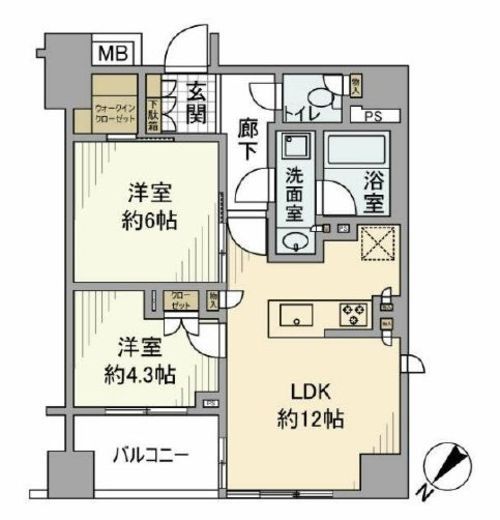 オープンレジデンシア銀座築地 2階 間取り図