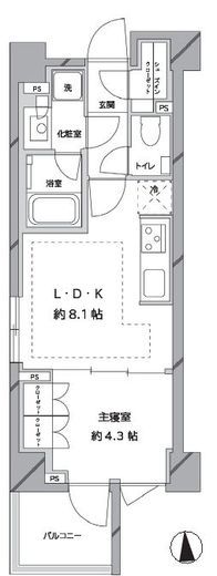 ピアース自由が丘レジデンス 3階 間取り図