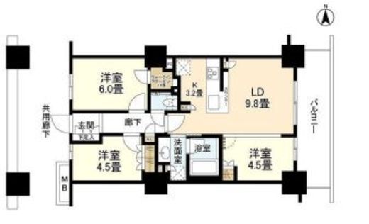 プライムパークス品川シーサイド ザ・タワー 16階 間取り図