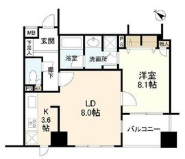 ファミール日本橋浜町公園 9階 間取り図