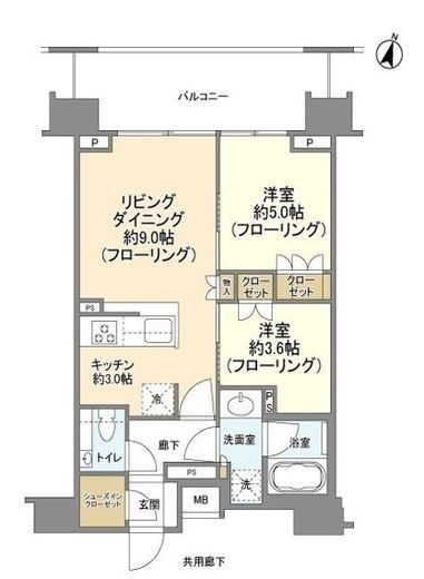 クレヴィア新宿若松町 9階 間取り図