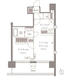 プレジリア新富町 207 間取り図