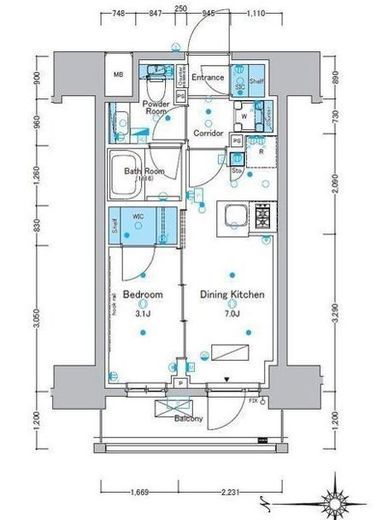 ルフォンプログレ浅草入谷 405 間取り図